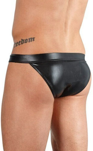 Svenjoyment Underwear Shiny Wetlook Panty with Zip Black