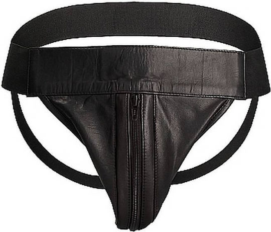 Shots Ouch! Striped Front With Zip Jock Jockstrap Sexy pentru bărbați Black
