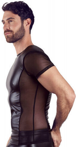 Nek Nek Sexy Herren Top Glänzendes, mattes Hemd Black