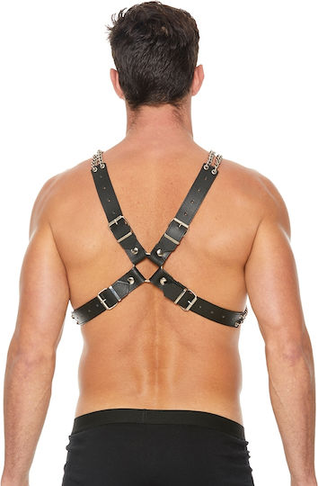 Shots Ouch! Chained Bonded Leather Harness Black