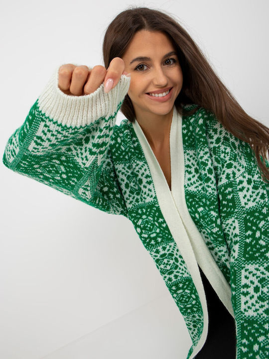 Rue Paris Long Women's Knitted Cardigan Green