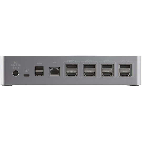 StarTech USB-C Docking Station με HDMI/DisplayPort 4K PD Ethernet και συνδεση 4 Οθονών Ασημί (DK31C4DPPDUE)