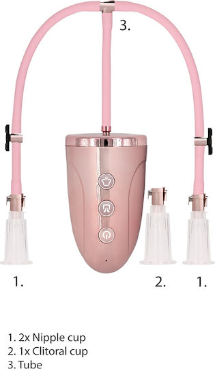 Shots Pumped Automatic Rechargeable Clitoral & Nipple Pump Set Аспиратор Вагина Medium Розов 1бр