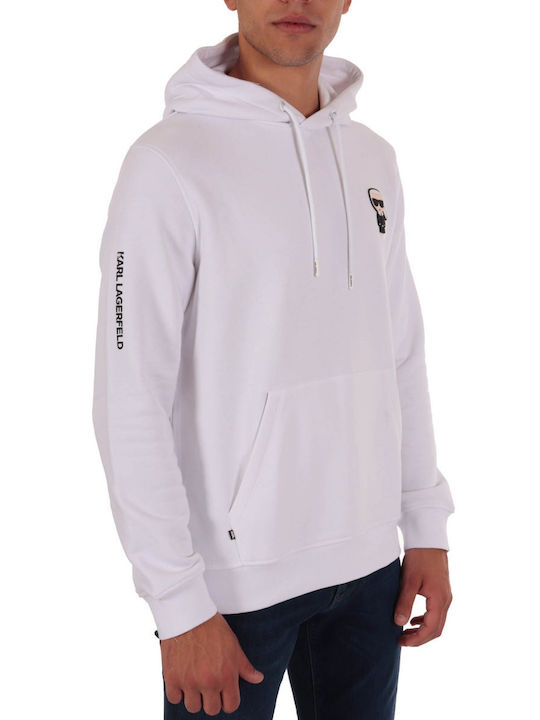 Karl Lagerfeld Men's Sweatshirt with Hood and Pockets White