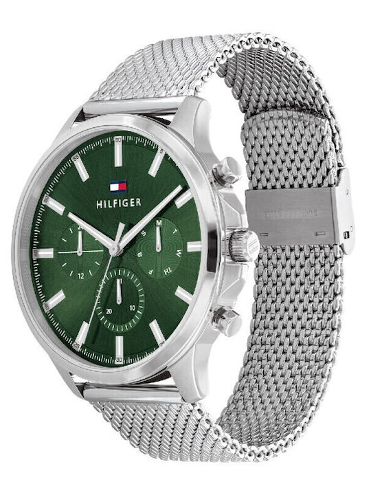 Tommy Hilfiger Ryder Men's Watch 44mm Battery Chronograph With Silver Steel Bracelet