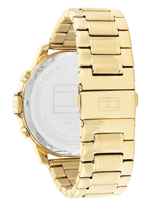 Tommy Hilfiger Luca Herrenuhr 50mm Chronograph Batterie mit Gold Rostfreien Stahlarmband