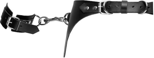 Zado Leather Waist Harness with Wrist Cuffs Black
