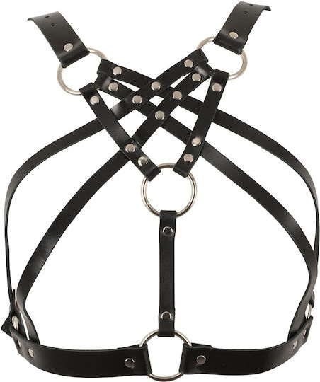 Zado Leather Chest Harness with Metal Rings Harness Black