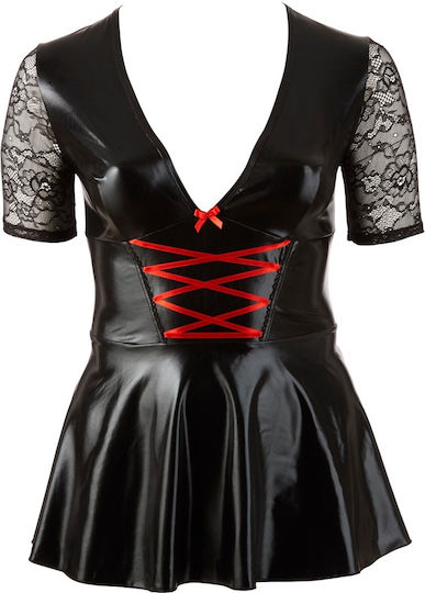 Cottelli Collection Φόρεμα Plus Size Wetlook Dress with Lace Insert Μαύρο