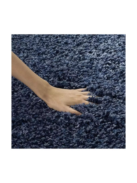 Saray Home California Mix Teppich Rechteckig Zottelig Synthetisch,Polyester/Cotton/Leather Blue