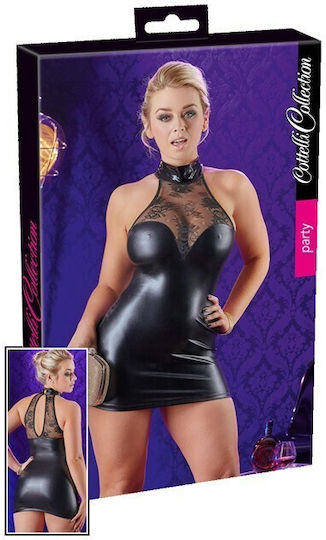 Cottelli Collection Glamouröses Wetlook-Minikleid Schwarz