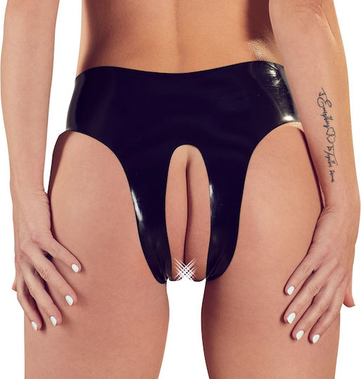 LateX Crotchless Latex String Unterwäsche Latex Schwarz