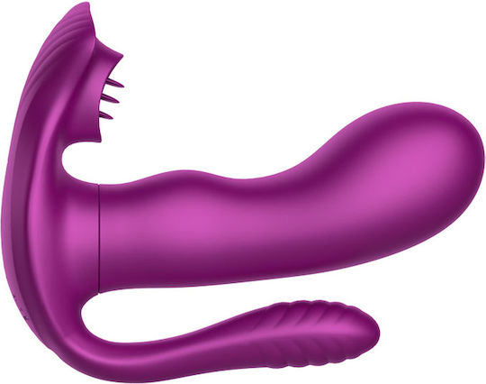Boss Of Toys Vibrator G-Spot Tongue Triple Stimulator 12cm Purple