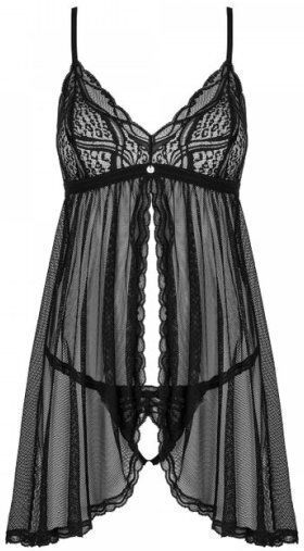 Obsessive Sedila Sexy Set mit Robe Durchsichtiges Babydoll & Tanga Black