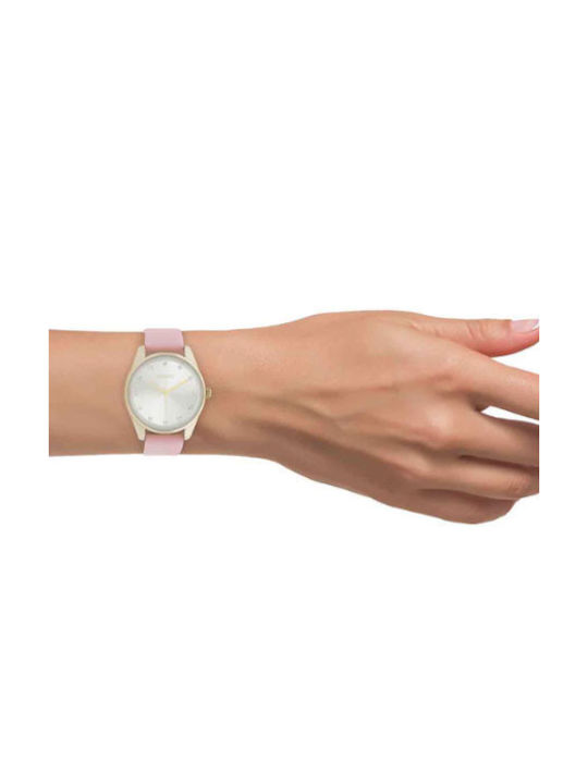 Oozoo Timepieces Ρολόι με Ροζ Δερμάτινο Λουράκι