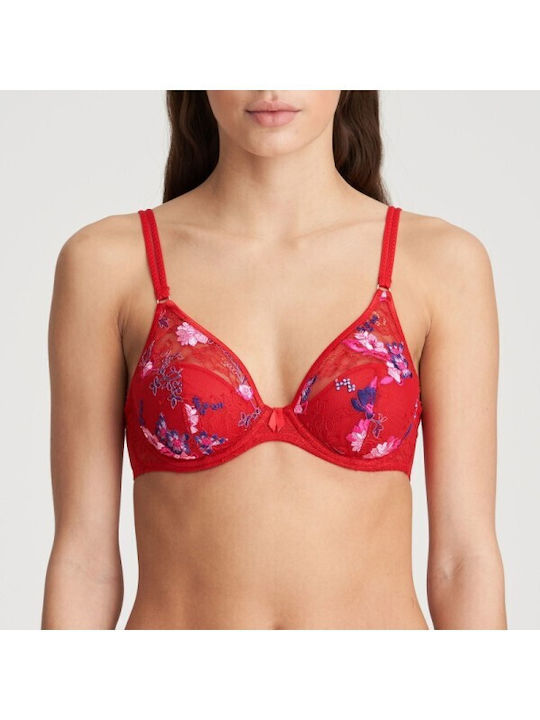 Marie Jo Judith, Balcony bra with lace lining, Colour Red