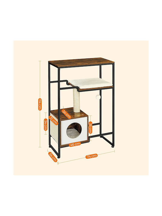 Feandrea Kratzbaum Katzenbäume Braun 3 Ebenen 74x34x114cm