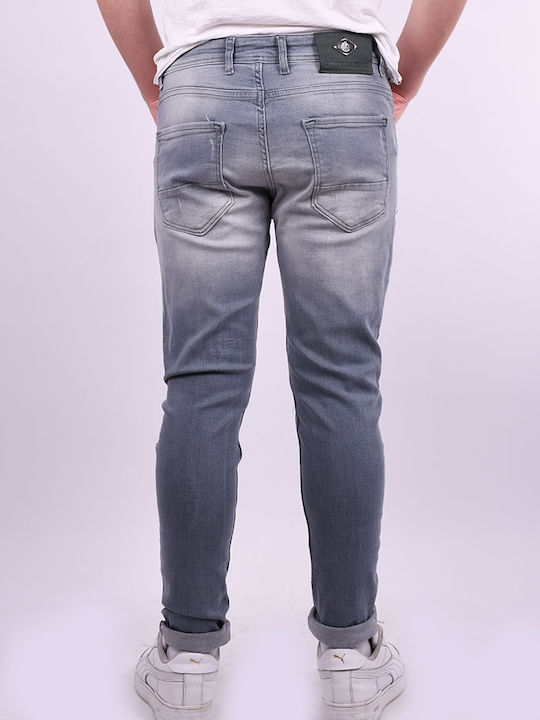 Men's elastic jeans with rips and tears Grey