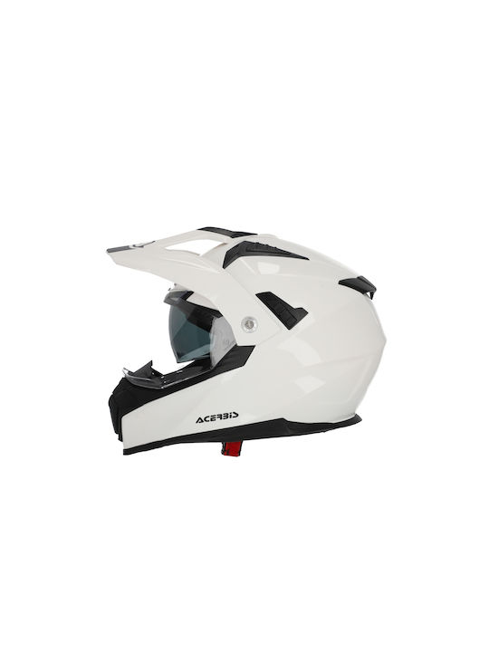 Acerbis Flip FS-606 White Motorcycle Helmet On-Off ECE 22.06 with Sun Visor