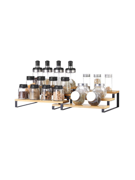 Songmics Wooden Tabletop Spice Rack with Stand Brown 2pcs