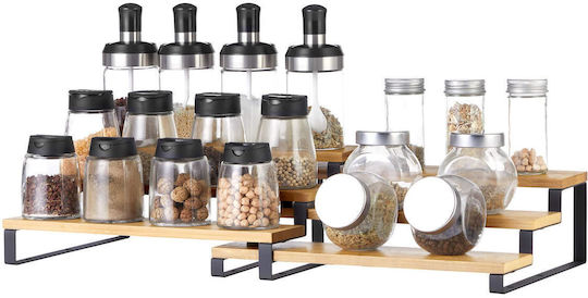 Songmics Wooden Tabletop Spice Rack with Stand Brown 2pcs