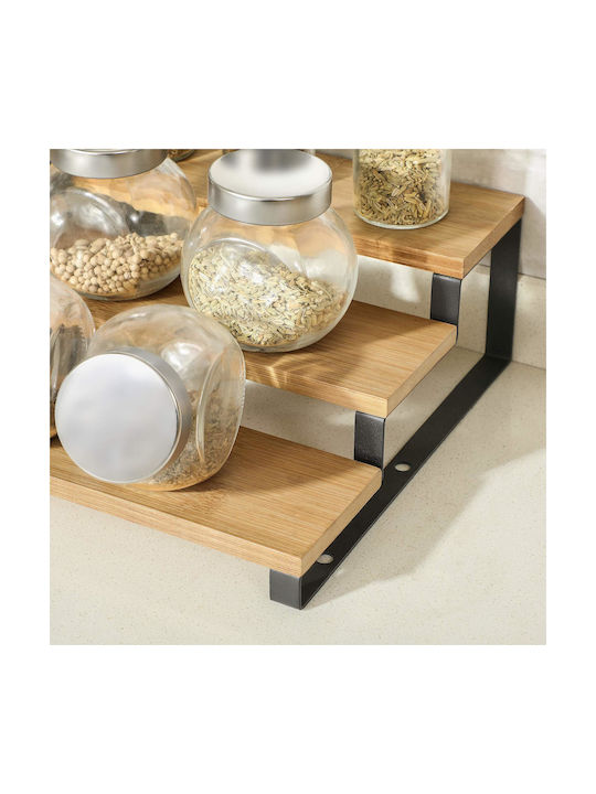 Songmics Wooden Tabletop Spice Rack with Stand Brown 2pcs