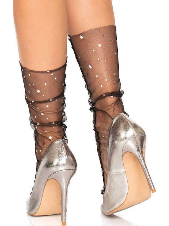 Leg Avenue 3047 Star Tulle Anklet Sock Sexy Κάλτσες Μαύρες