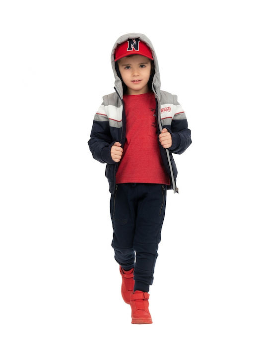 Energiers Kids Casual Jacket Short with Hood Navy Blue -1