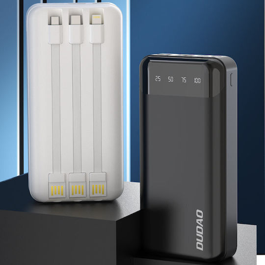 Dudao K6PRO+ Power Bank 20000mAh cu 2 Porturi USB-A și Port USB-C Alb