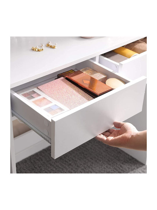 Wooden Makeup Dressing Table White with Mirror 80x40x140cm