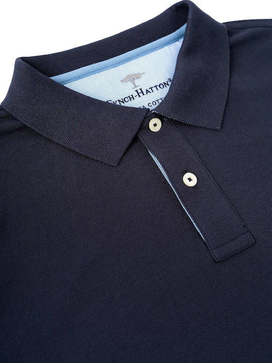 Fynch Hatton Herren Langarmshirt Polo Navy