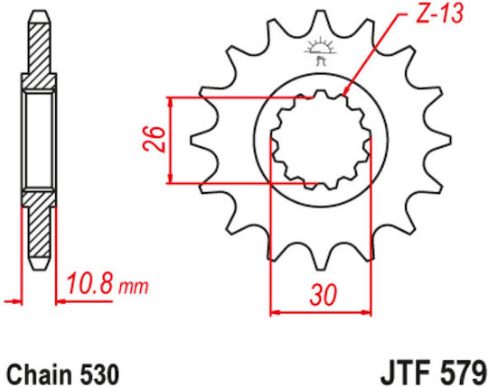JT Sprockets Γρανάζι Μπροστά 17 Δοντιών για Yamaha FZ1 Fazer / XJR / YZF-R1