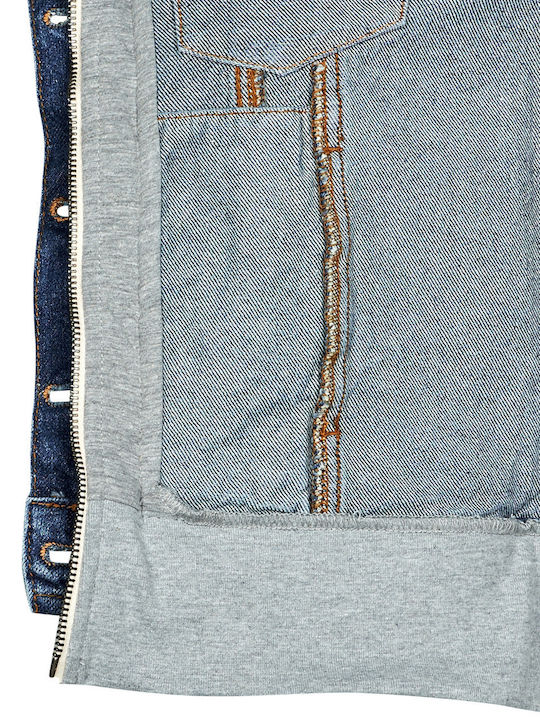 Jacksonville Women's Short Jean Jacket for Spring or Autumn with Hood Blue