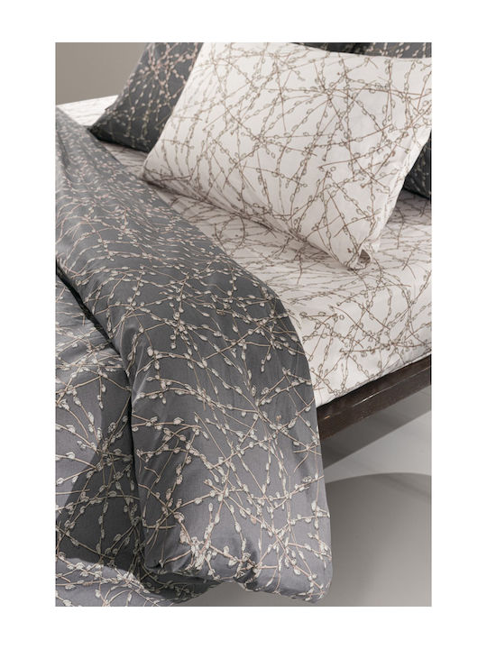 Guy Laroche Bettbezug-Set Baumwolle Einzelbett mit Kissenbezug 165x225 Emilia Charcoal