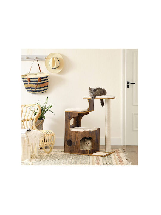 Feandrea Scratching Post Cat Trees Brown 4 levels 66x42x88cm