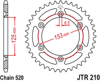 JT Sprockets Γρανάζι Πίσω 48 Δοντιών για Honda XR