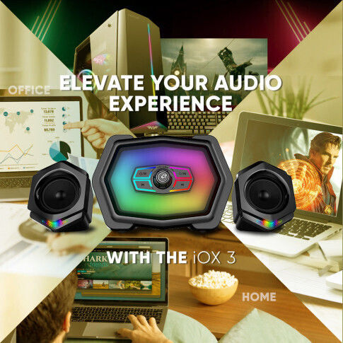 Sonic Gear IOX 3 2.1 Speakers with RGB and Bluetooth 12W Black