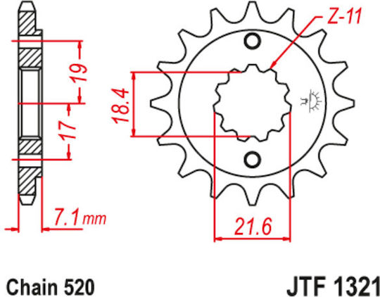 JT Sprockets Γρανάζι Μπροστά 14 Δοντιών για Honda CBR 250 / CBR 300 / CRF 250 / CRF 250L