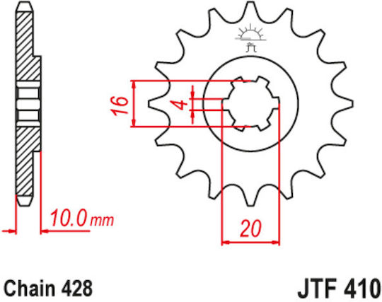 JT Sprockets Γρανάζι Μπροστά 14 Δοντιών για Suzuki FX 125
