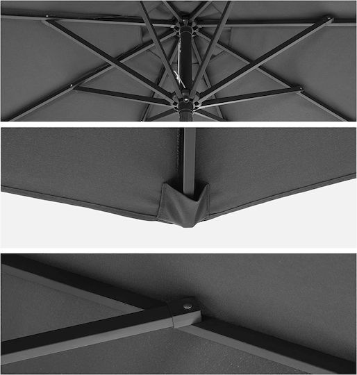 Runde Metall-Garten- und Terrassen-Sonnenschirm Schwarz F2.7xY2.4m