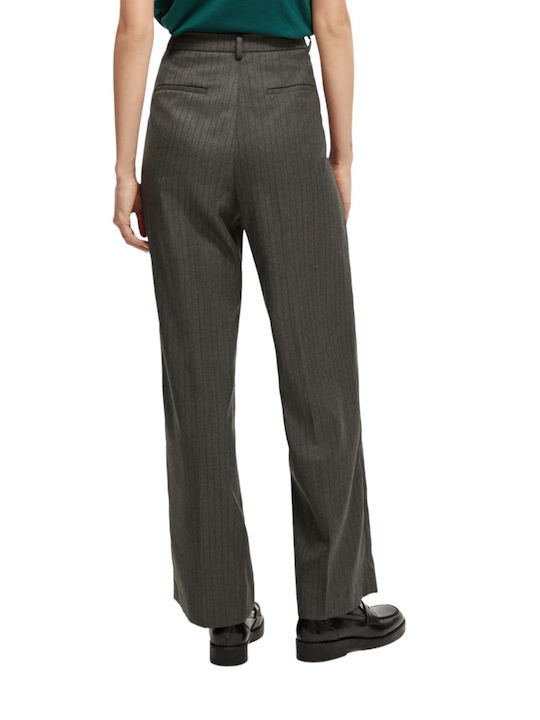 Scotch & Soda Women's High-waisted Fabric Trousers in Relaxed Fit Grey Melange