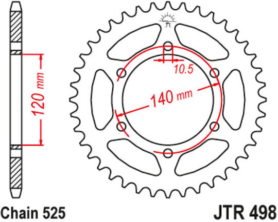 JT Sprockets Γρανάζι Πίσω 44 Δοντιών για Suzuki GSX-R 600