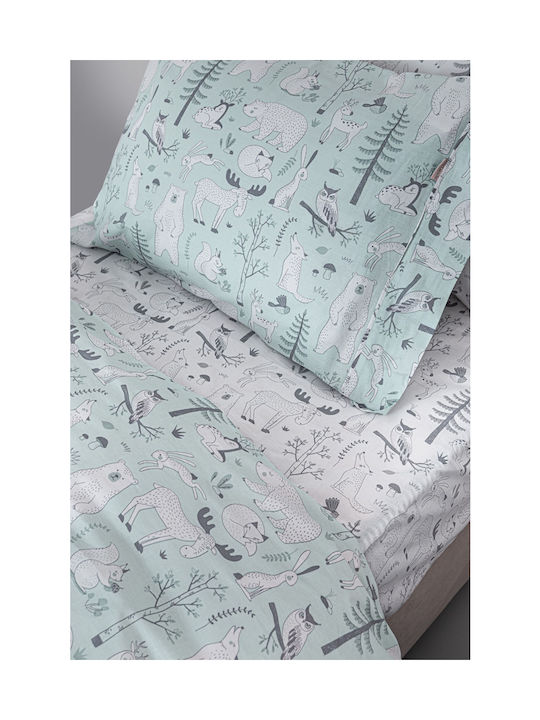 Guy Laroche Sheet Set Semi-double Cotton Forest Mist White 165x250cm 3pcs