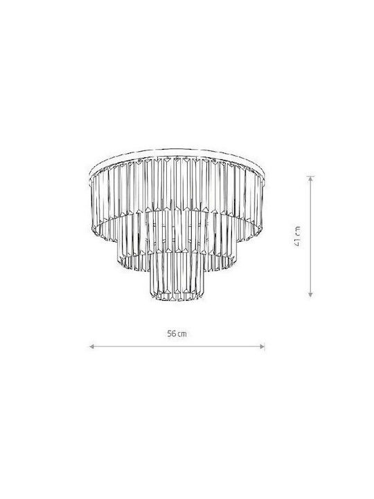 Nowodvorski Cristal Μ Ceiling Mount Light 56cm Silver with Socket E14 with Crystals