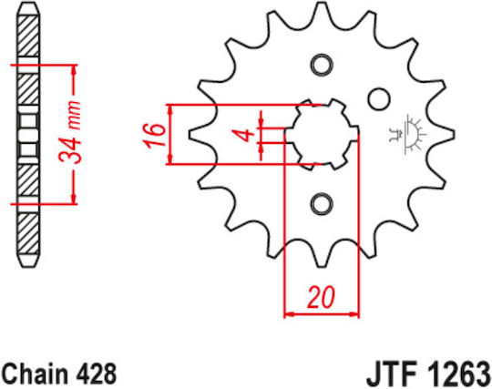 JT Sprockets Γρανάζι Μπροστά 15 Δοντιών για Yamaha Z 125