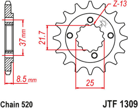 JT Sprockets Предно зъбно колело 14 Зъби за Honda XR