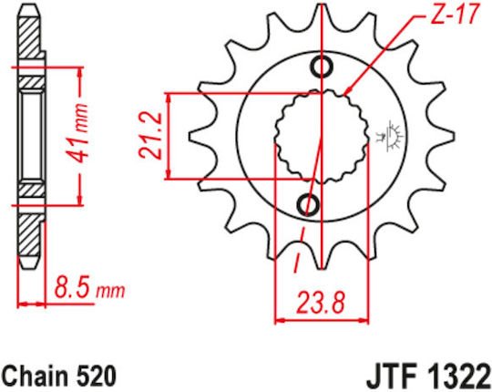 JT Sprockets Предно зъбно колело 15 Зъби за Honda XR