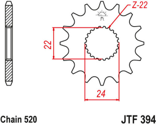 JT Sprockets Vorderes Ritzel (14-520) Bombardier ATV / Aprilia