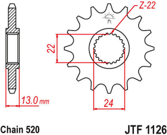 JT Sprockets Vorderes Ritzel 16 Zähne