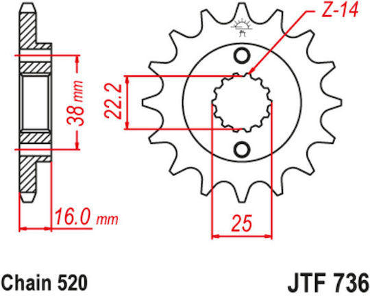 JT Sprockets Pinion față 15 Dinți pentru Ducati Monstru / Multistrada